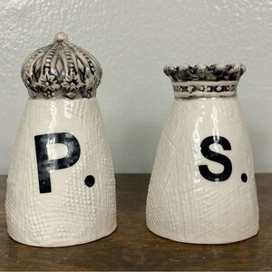 Rae Dunn CROWN SERIES SALT + PEPPER SHAKER SET Magenta Ceramic Home Decor